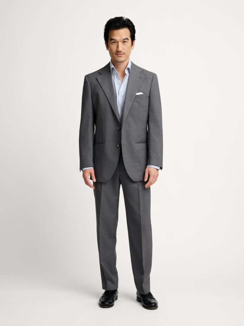 Reda Grey 3-Ply Stretch Wool Fresco Thumb Detail