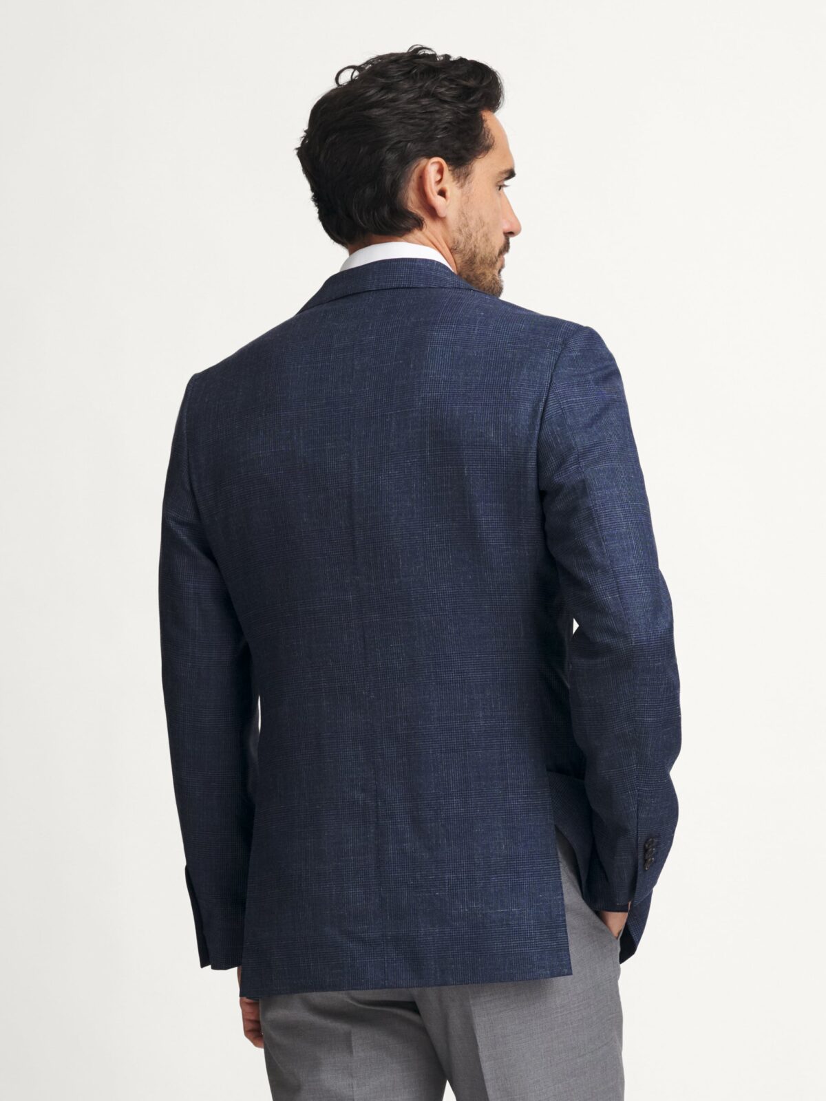 Loro Piana Slate Wool Silk Linen Glen Plaid Jacket - Custom Fit