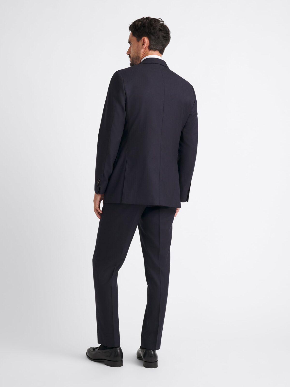 Drago Navy Herringbone S130s Allen Suit - Custom Fit Tailored Clothing
