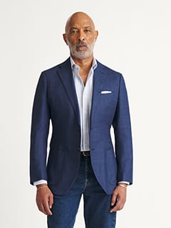 Blue Hopsack Bedford Jacket - Custom Fit Tailored Clothing