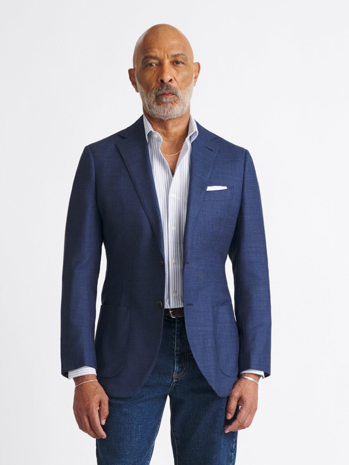 Blue Melange Hopsack Bedford Jacket - Custom Fit Tailored Clothing