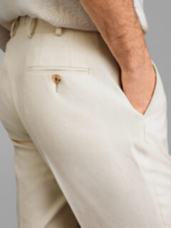 Cream Heavy Brushed Cotton Stretch Side Tab Dress Pant - Custom