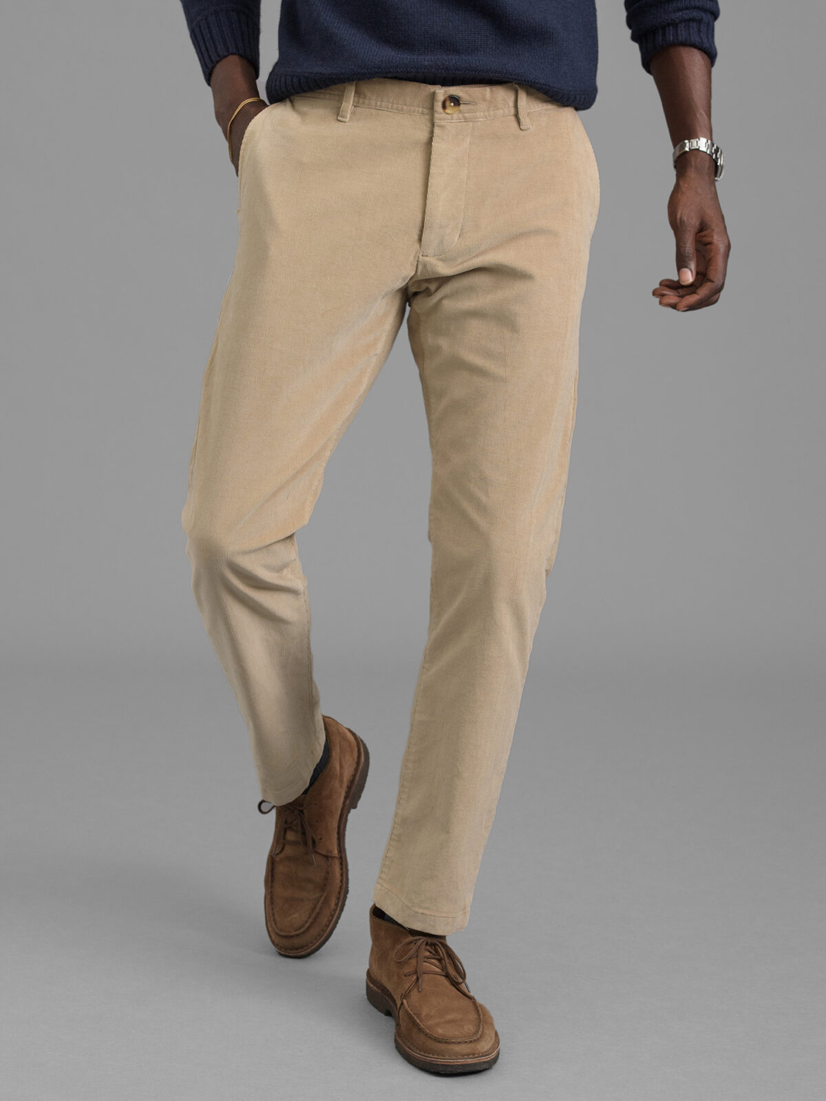 Trento Beige Stretch Corduroy Chino