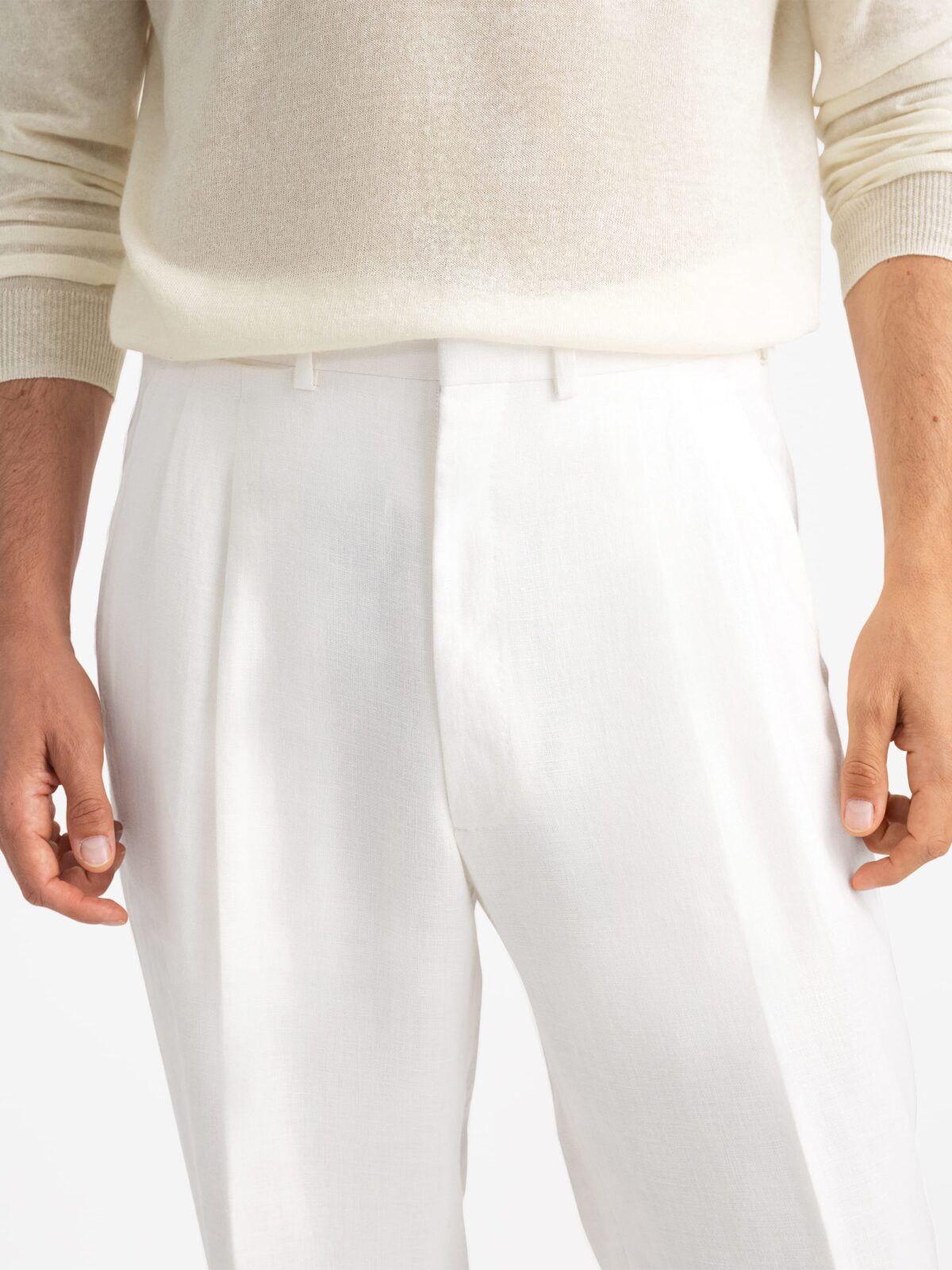 Pleated Pants Tailored White Trousers Buy Thomas Scott White