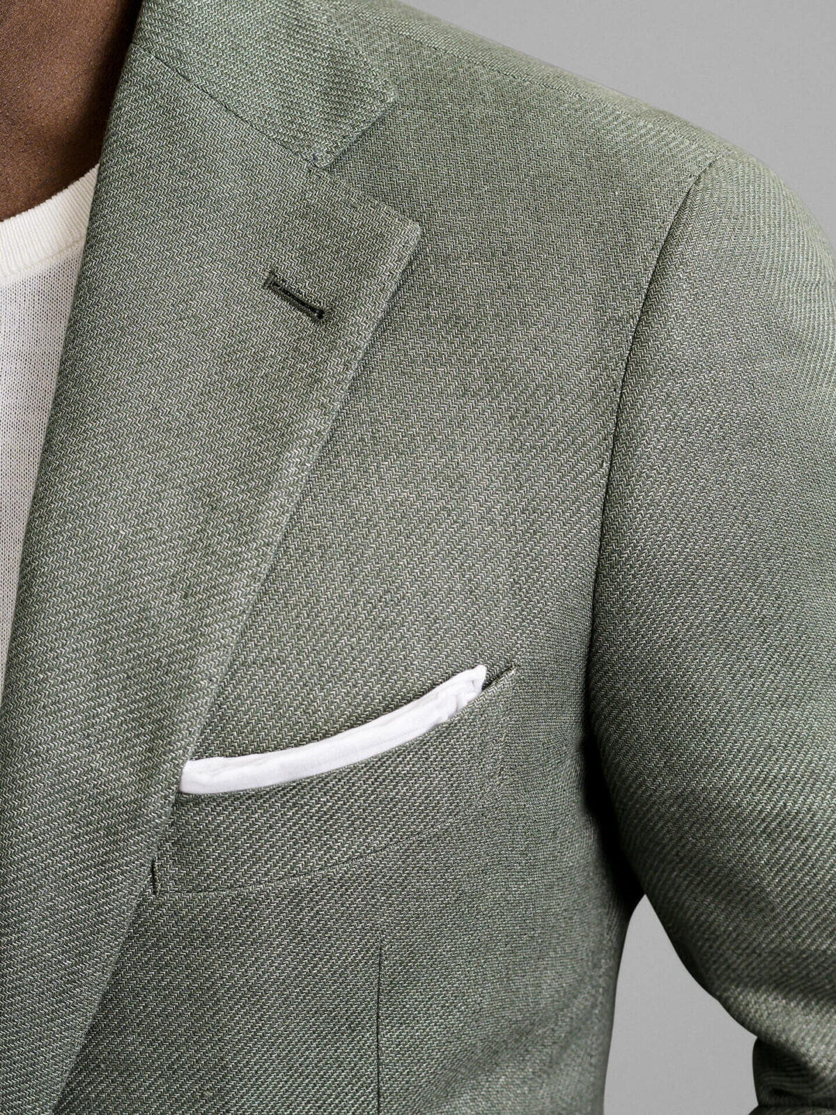 Wool Twill Unhemmed Tailored Jacket