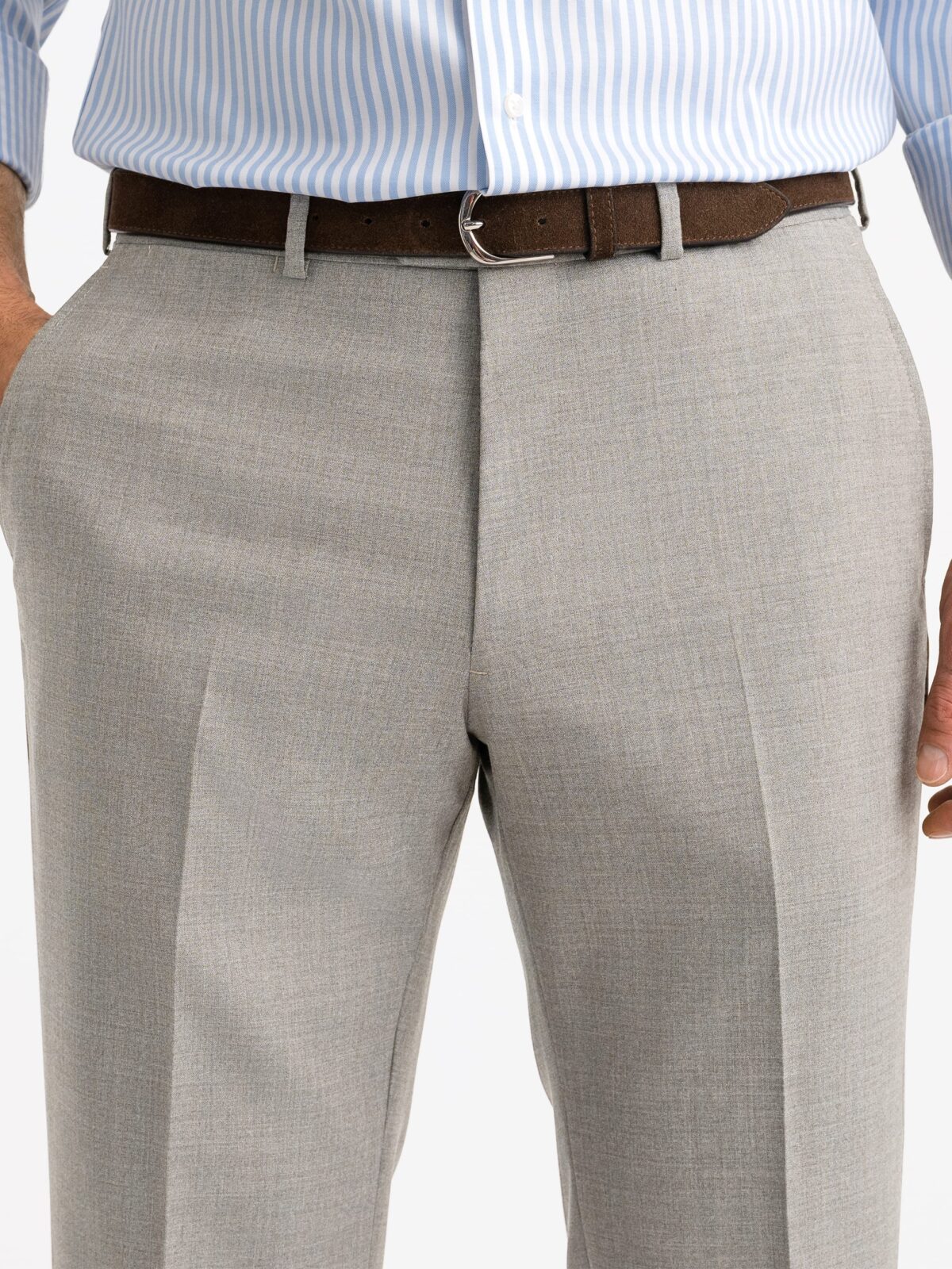 Drago Taupe S130s Tropical Wool Dress Pant - Custom Fit Tailored 