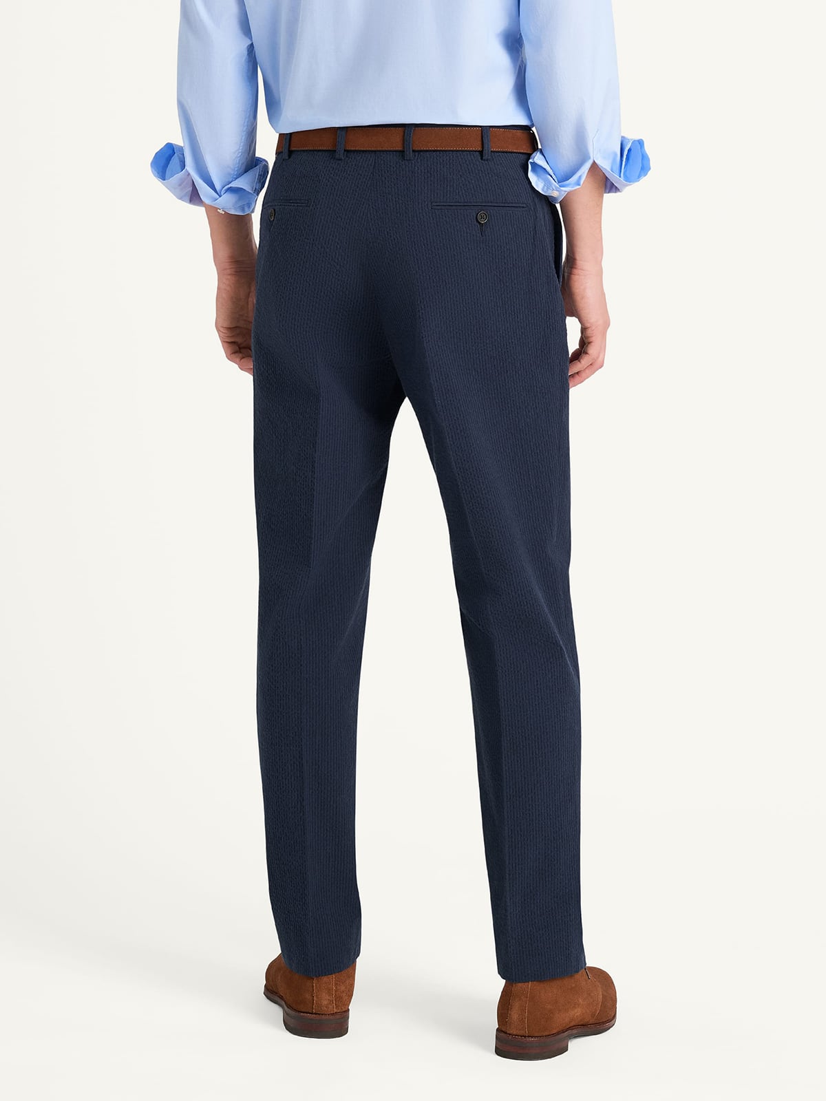 mens navy blue dress slacks Stretch Seersucker Pant Constructed with smooth Neil Allyn Career Basics Men's