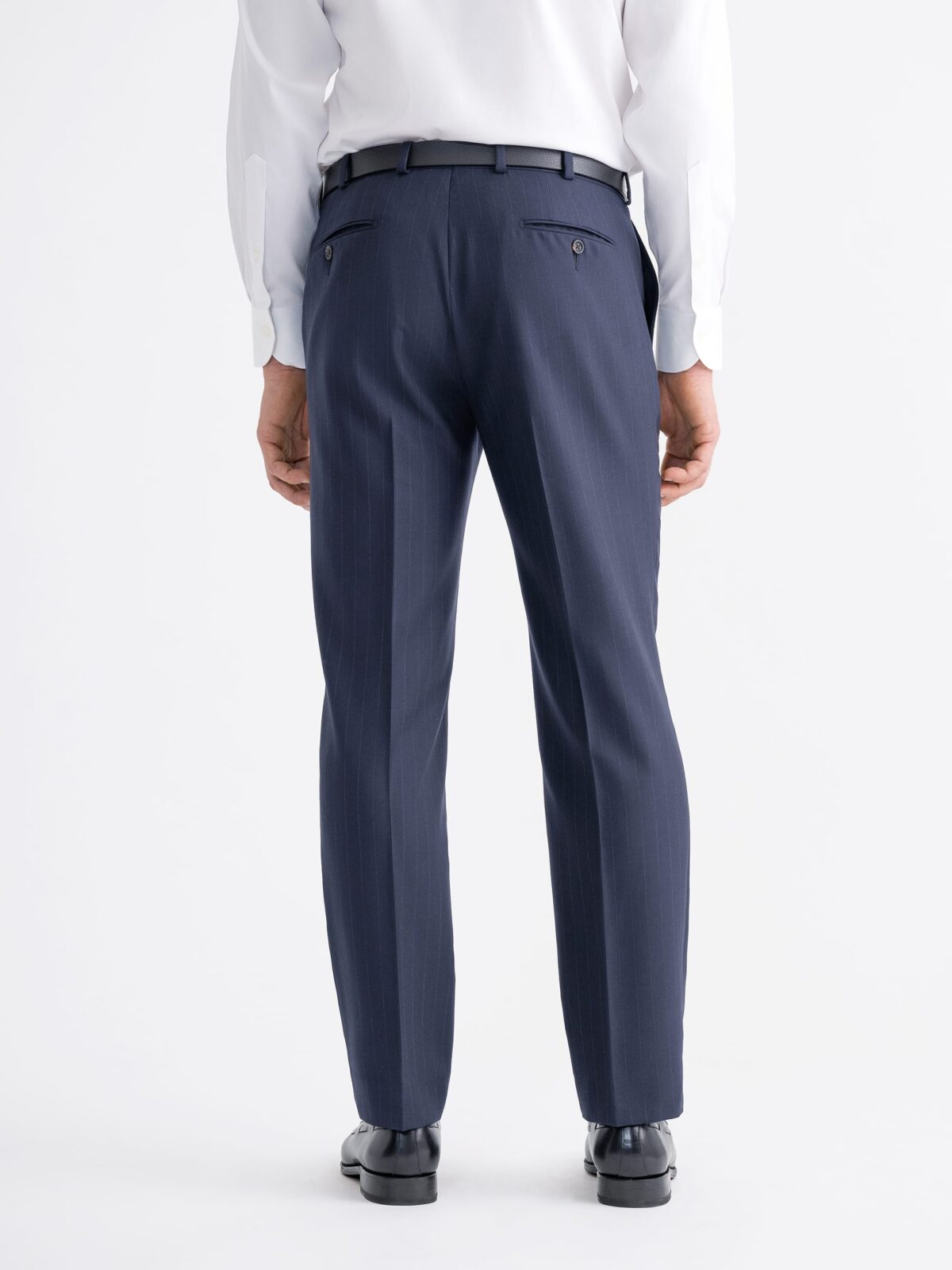 Melange Pinstripe Suit Trousers - Dark Navy | Charles Tyrwhitt