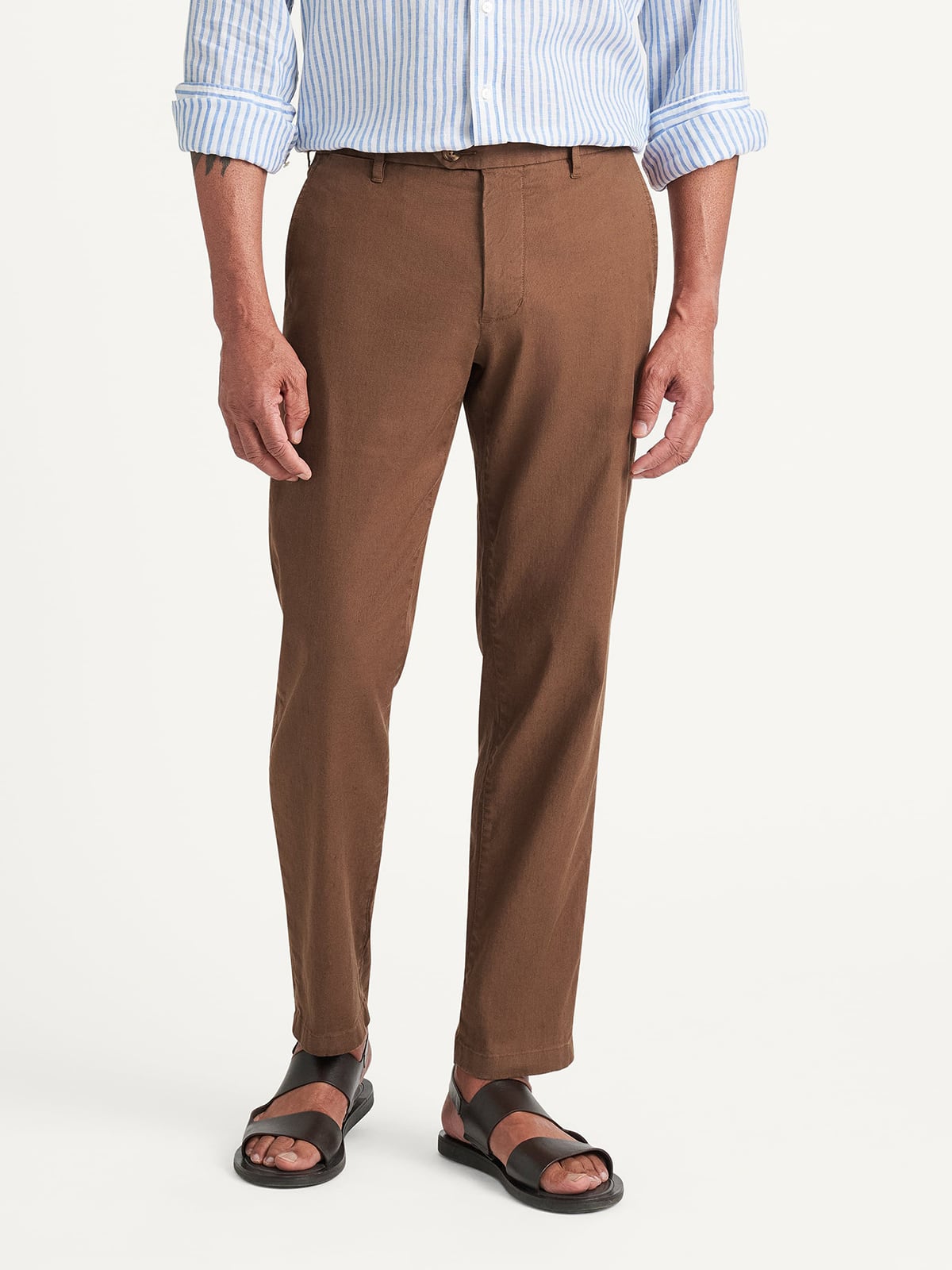 chino tobacco Tobacco Bergamo Cotton Linen Stretch Chino