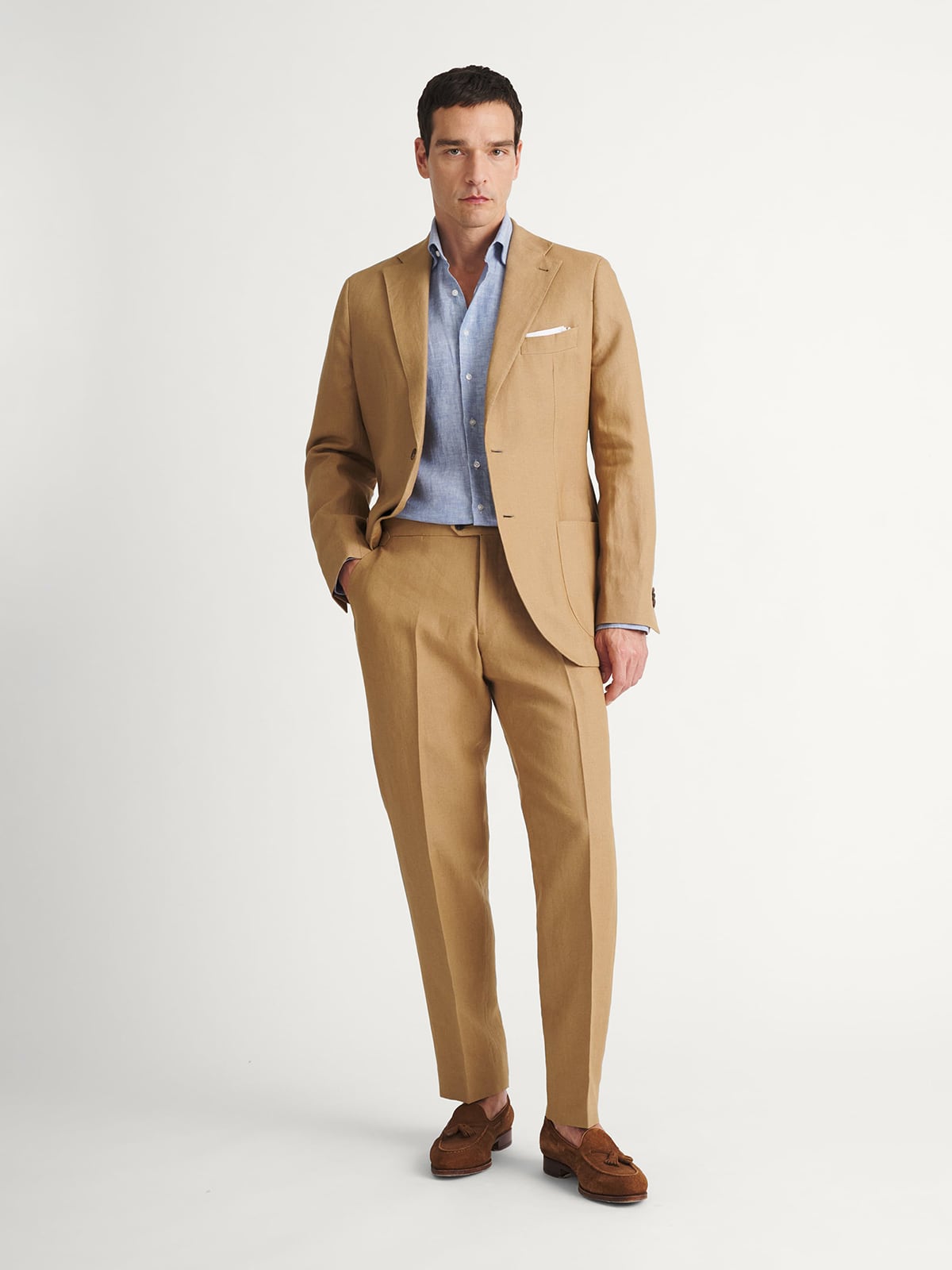 Spence Bryson Caramel Heavy Irish Linen Bedford Suit - Custom Fit Spence Bryson Caramel Heavy Irish Linen Bedford Suit - Custom Fit