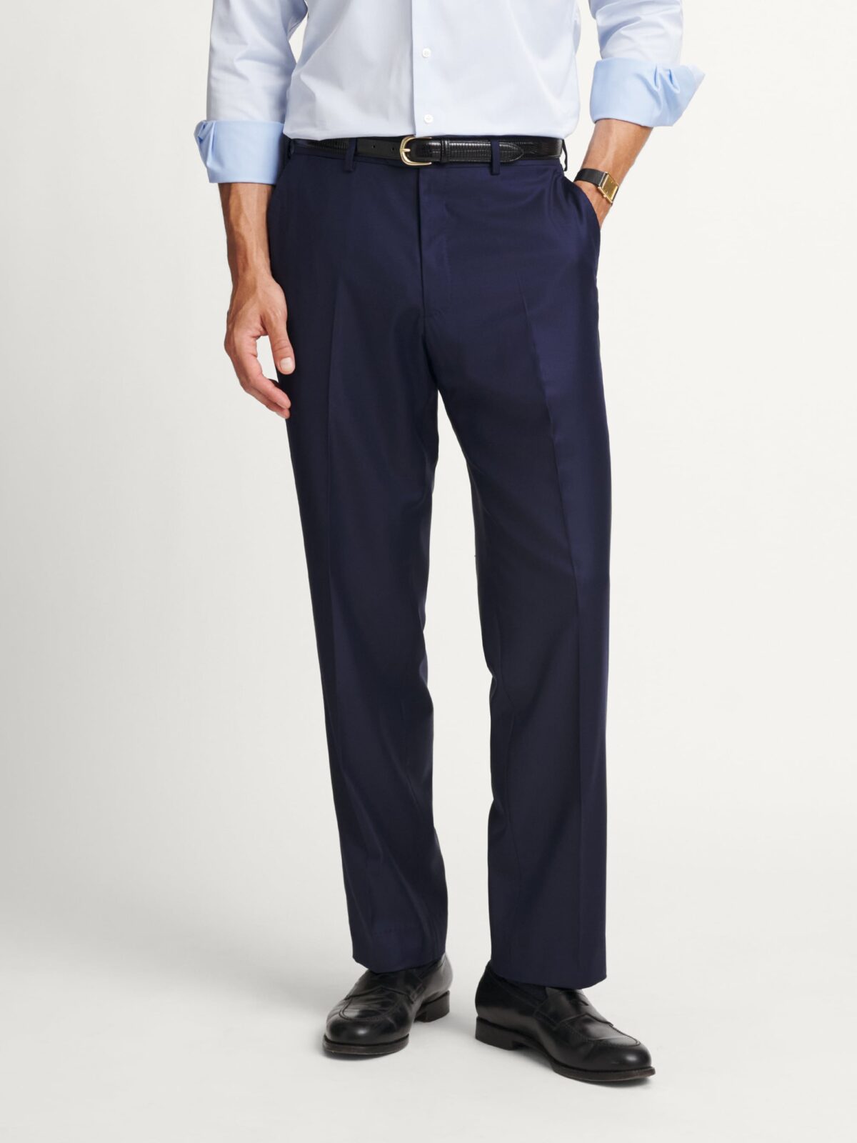 Loro Piana Fabric S170s Navy Wool and Cashmere Dress Pant - Custom