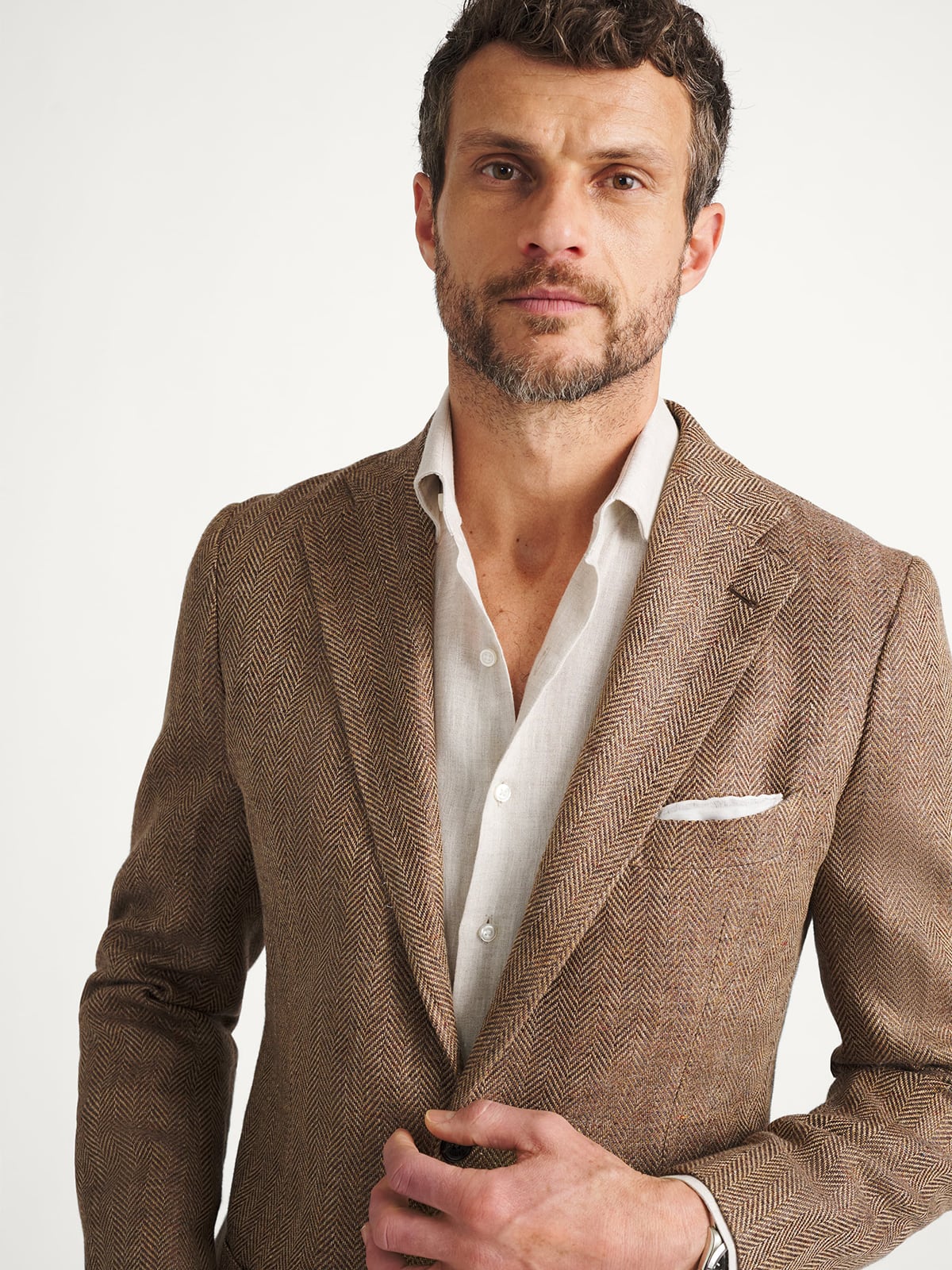 Cerruti Brown Cotton and Linen Herringbone - Custom Fit Tailored Clothing Cerruti Brown Cotton and Linen Herringbone - Custom Fit Tailored Clothing