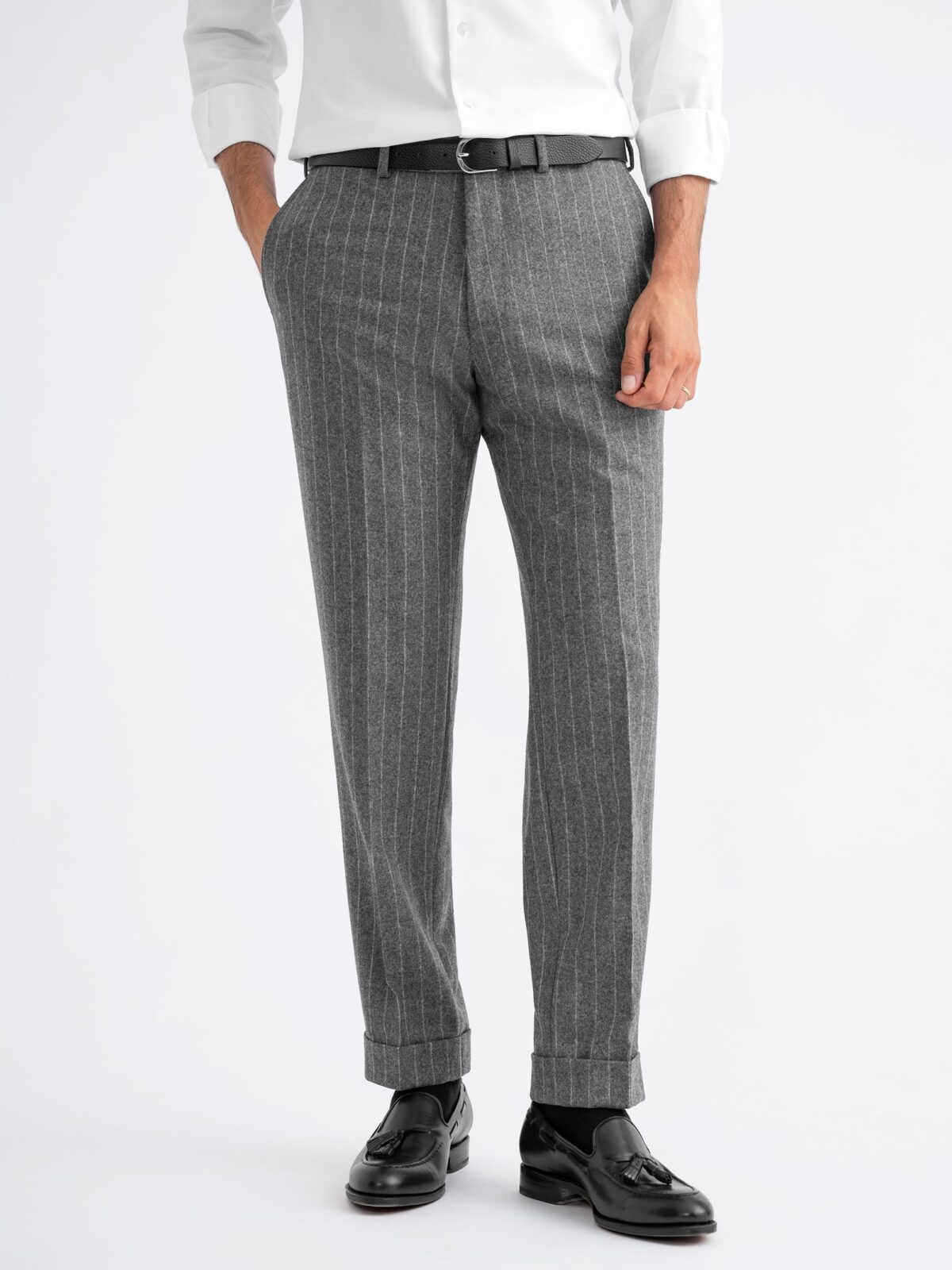 VBC Grey Chalkstripe Flannel Dress Pant - Custom Fit VBC Grey Chalkstripe Flannel Dress Pant - Custom Fit