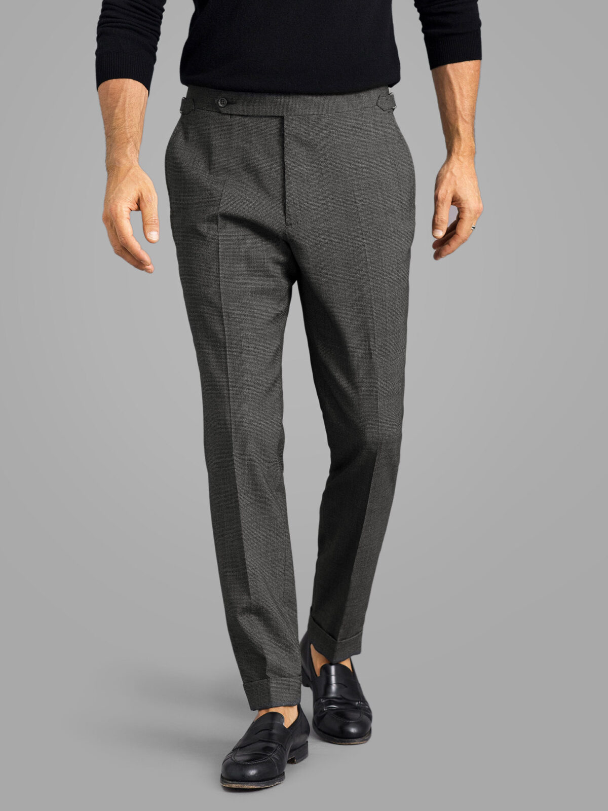 Grey Textured Weave Wool Stretch Dress Pant - Custom Fit Tailored