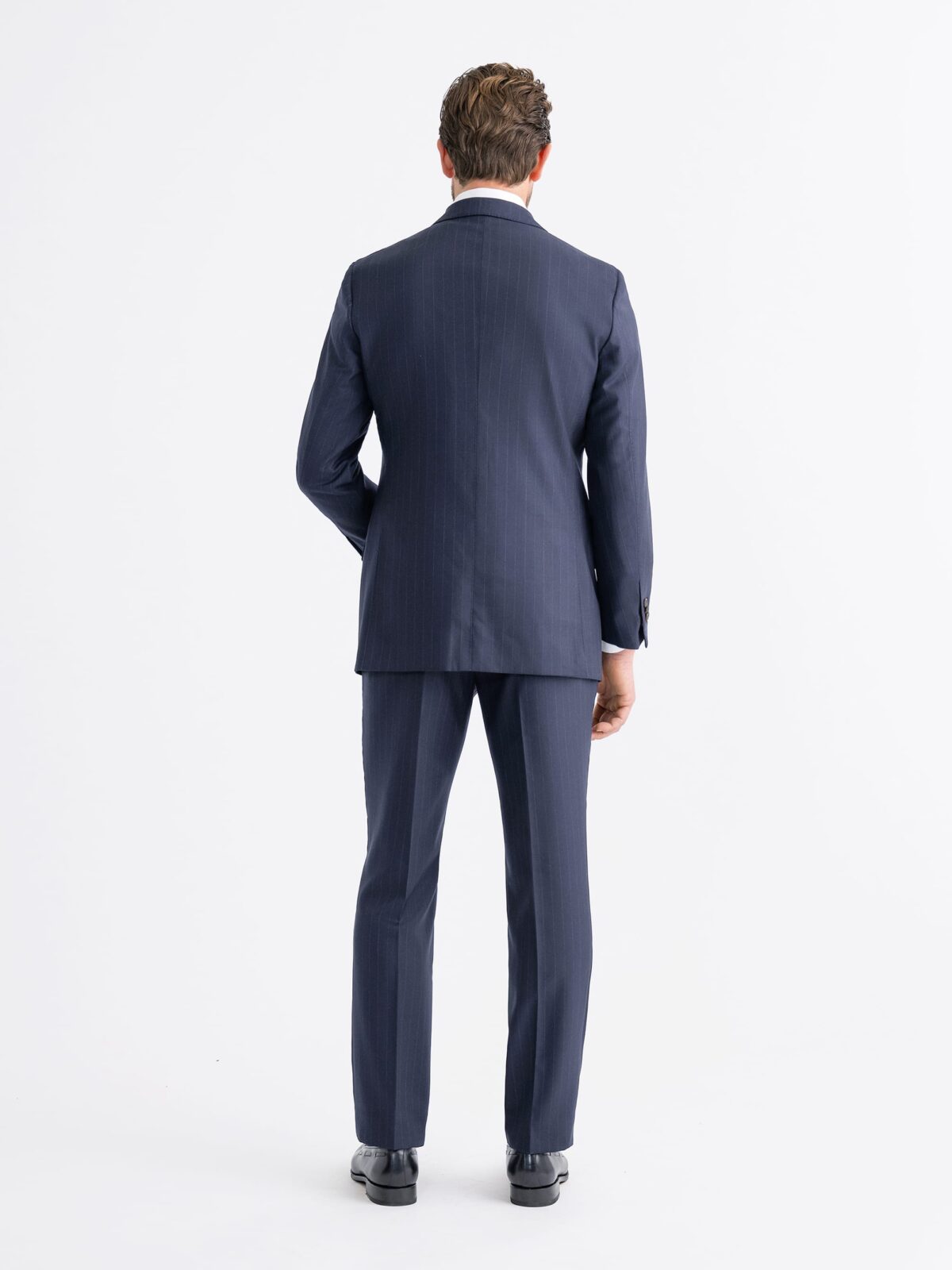Drago Navy Pinstripe S130s Allen Suit - Custom Fit Tailored Clothing