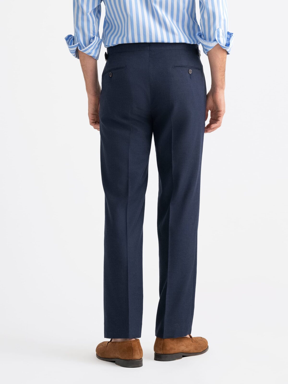 Navy Stretch Wool Blend Hopsack Dress Pant