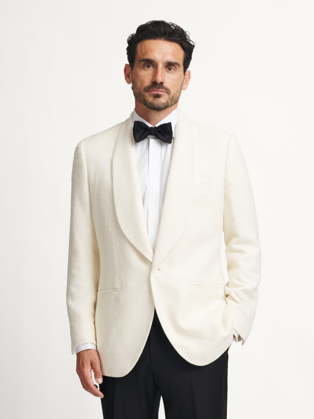 Loro Piana Cream Wool Silk Linen Boucle Dinner Jacket - Custom Fit