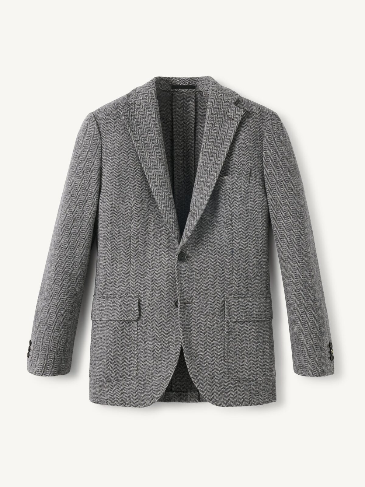 Grey Herringbone Shetland Tweed Andover Jacket - Custom Fit