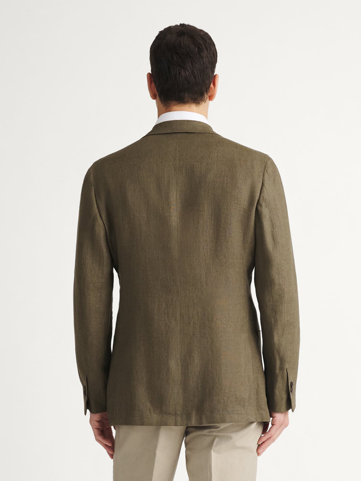 Spence Bryson Olive Washed Irish Linen Bedford Jacket - Custom Fit