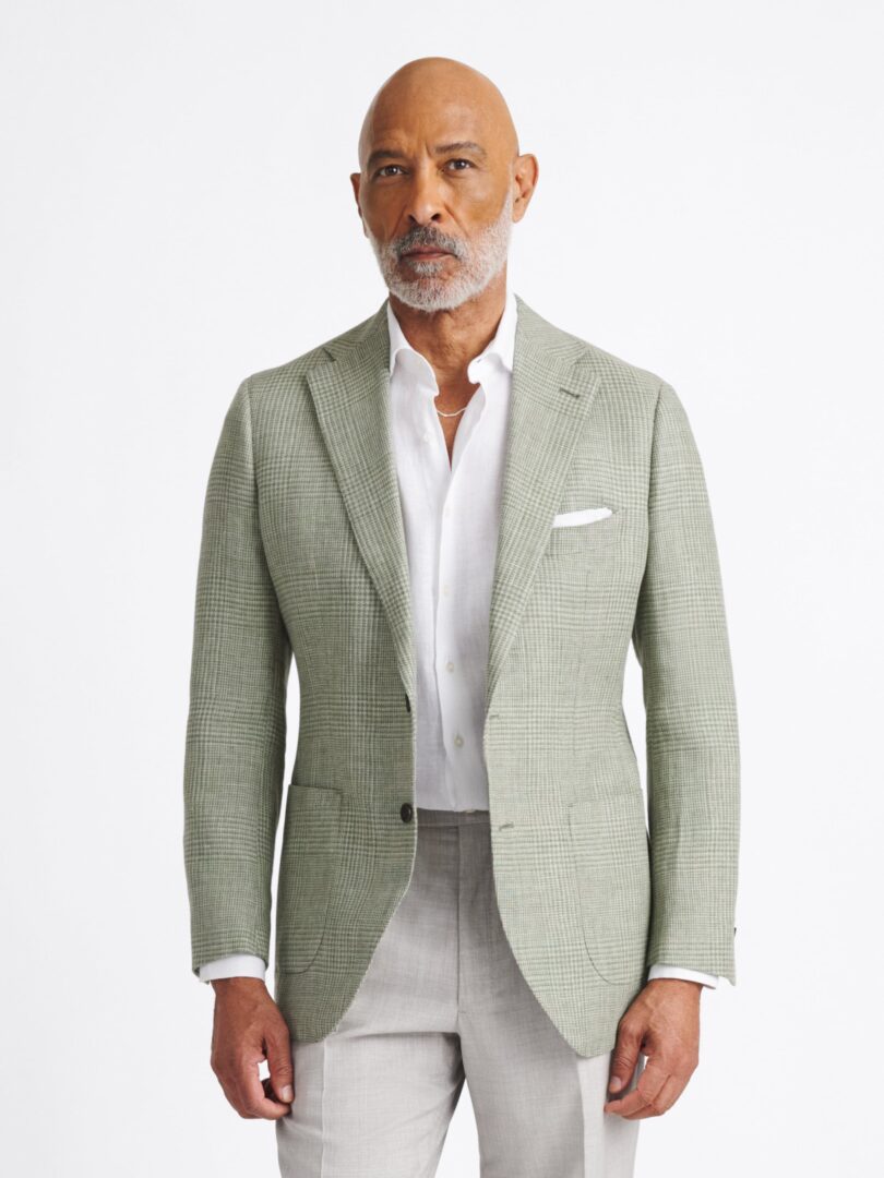 Drago Sage Glen Plaid Wool and Linen Hopsack Thumb Detail