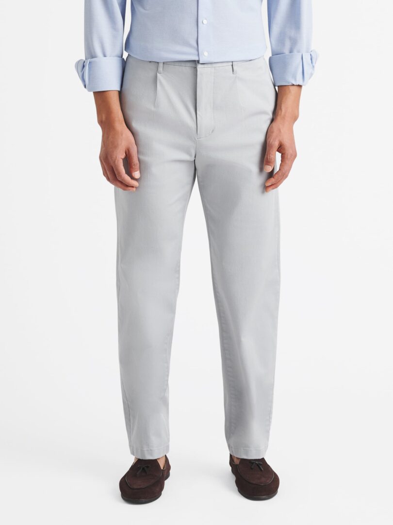 Single Pleated di Sondrio Light Grey Stretch Cotton Chino Thumb Detail