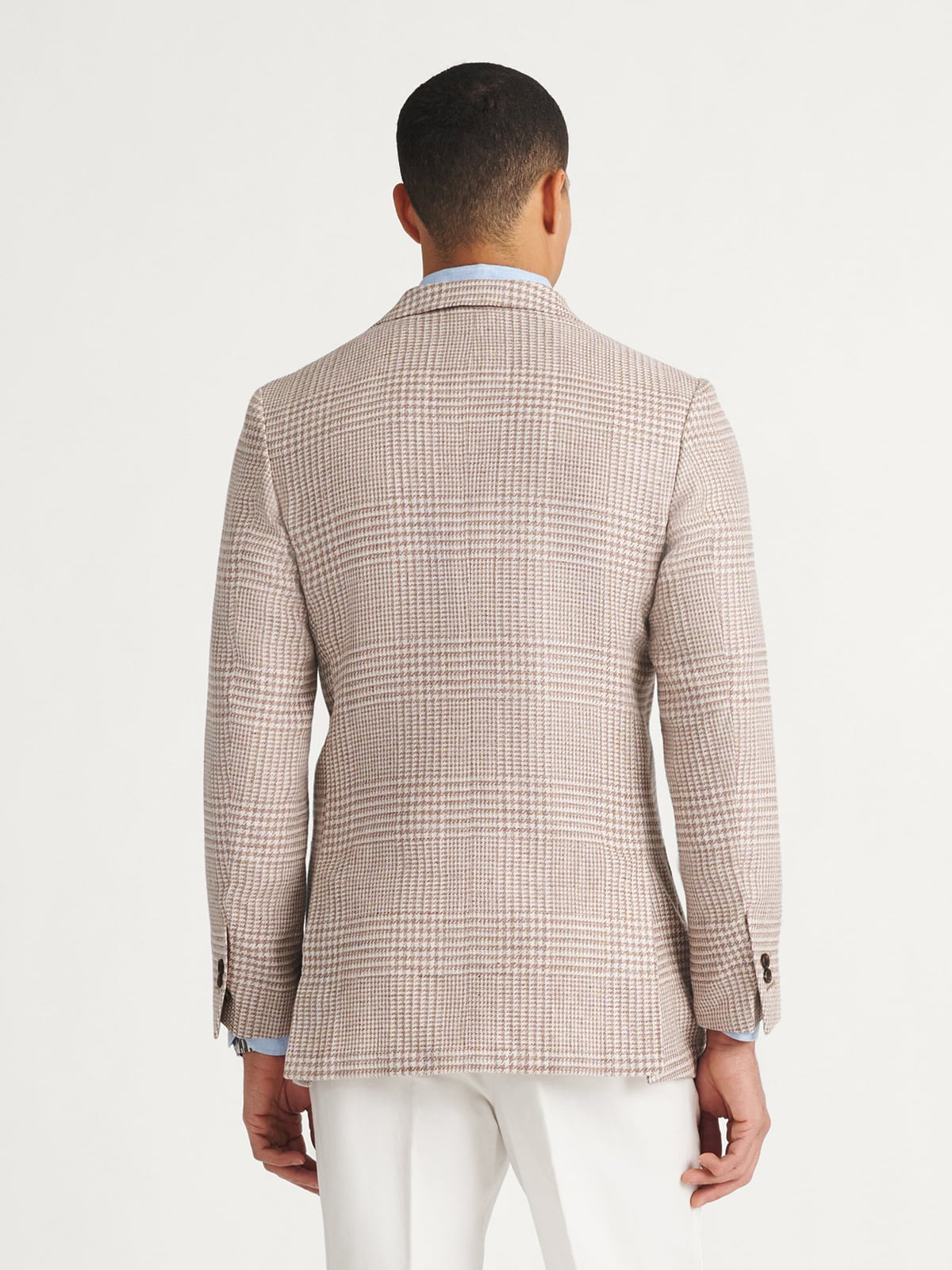 Cerruti Beige Glen Plaid Cotton and Linen Jacket - Custom Fit 