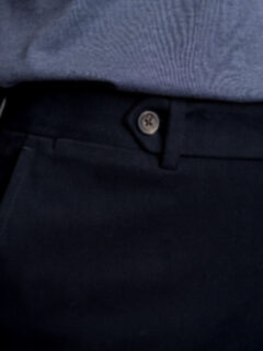 Navy Heavy Brushed Cotton Stretch Dress Pant - Custom Fit Tailored