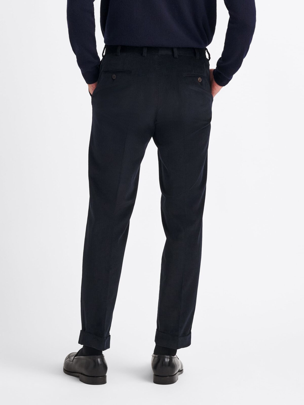 Navy Stretch Corduroy Dress Pant - Custom Fit Tailored Clothing