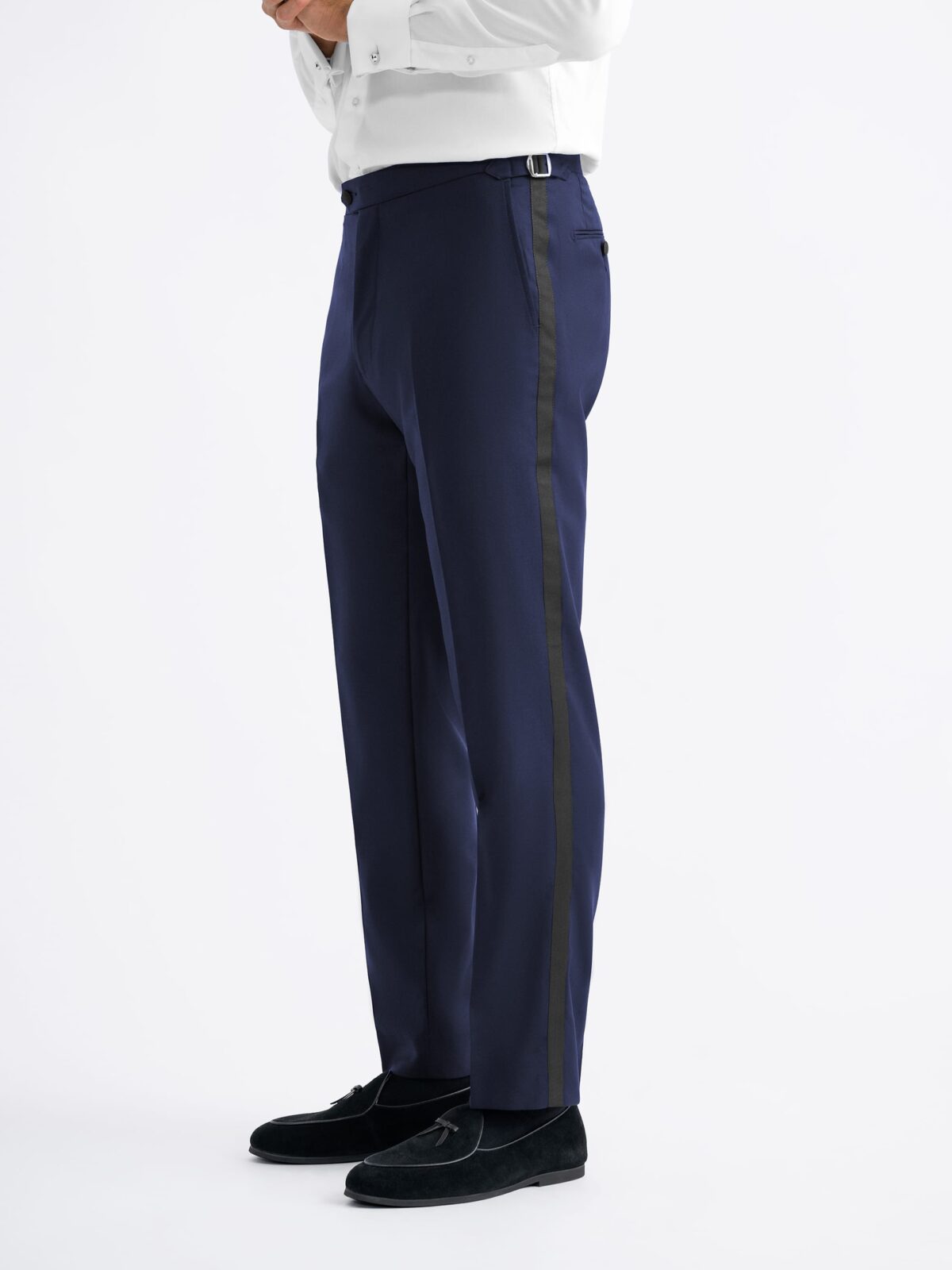 Black Stretch Wool Tuxedo Pant