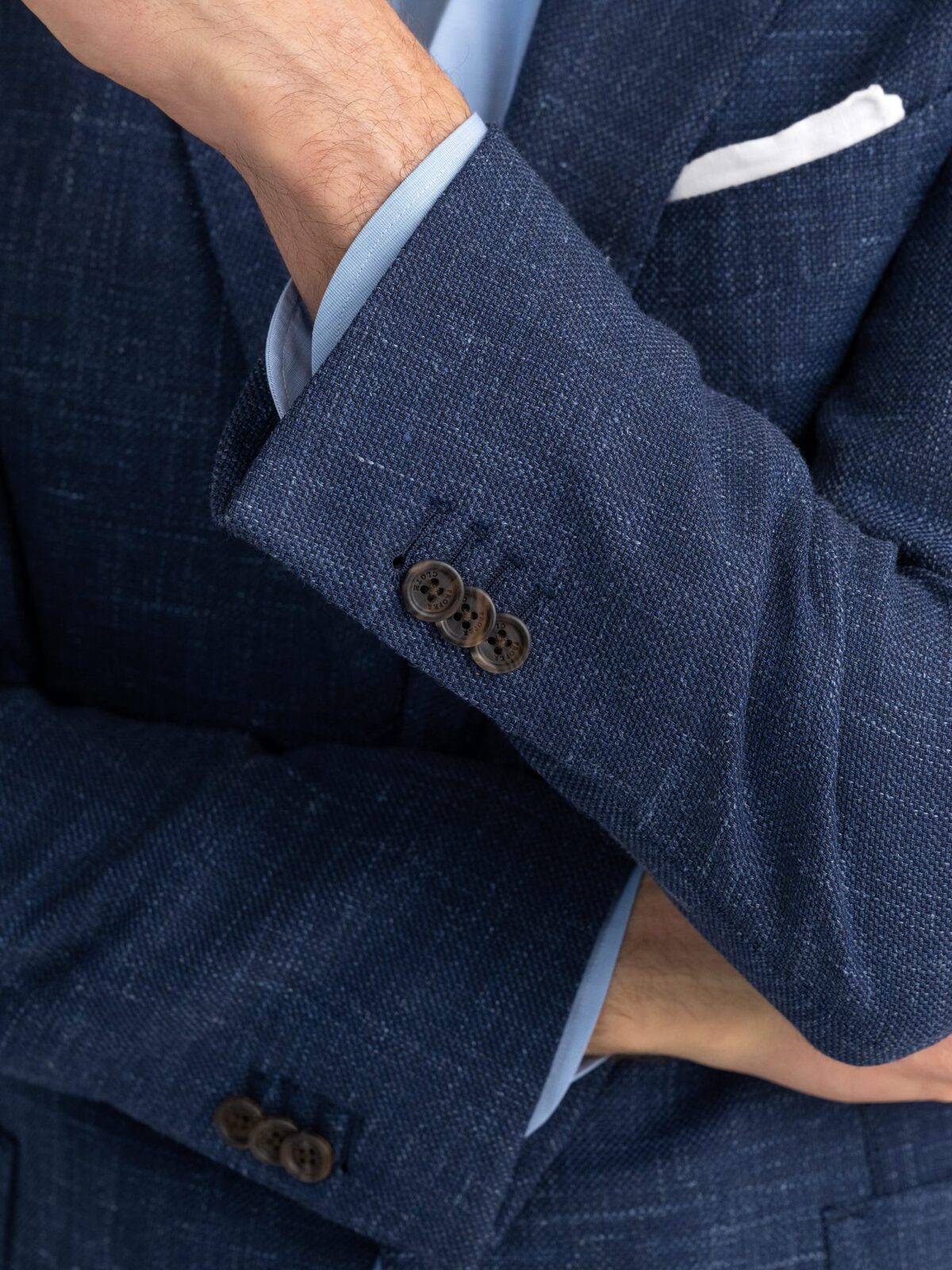 Royal Blue Wool and Linen Stretch Bedford Jacket - Custom Fit Tailored  Clothing