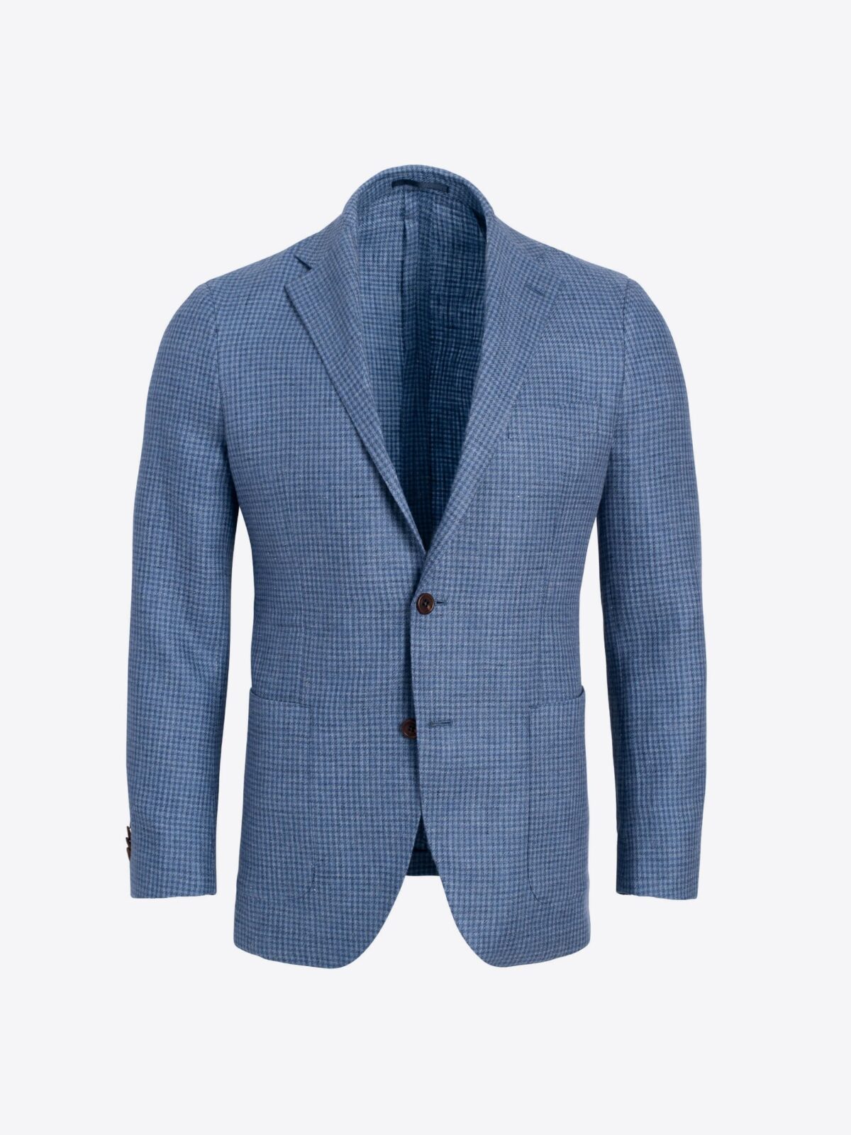 Bedford Faded Blue Houndstooth Linen and Wool Jacket