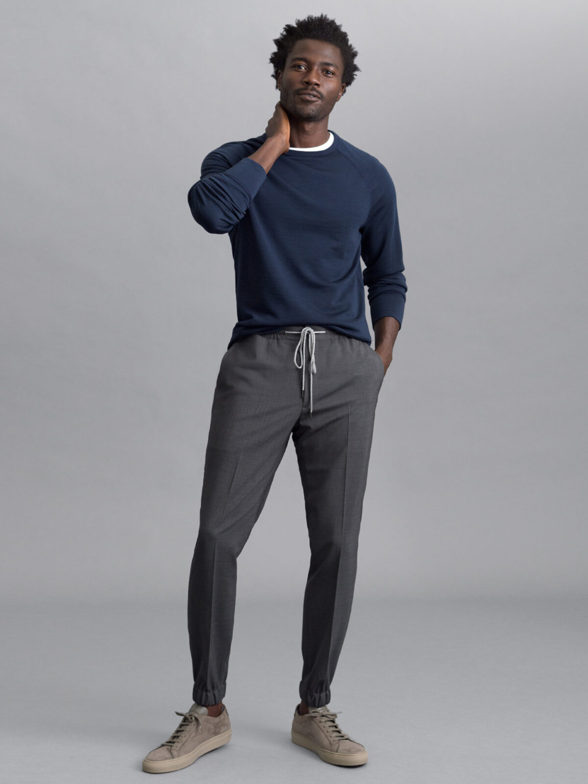 Grey Cashmere-blend cropped track pants | Raey | MATCHES UK