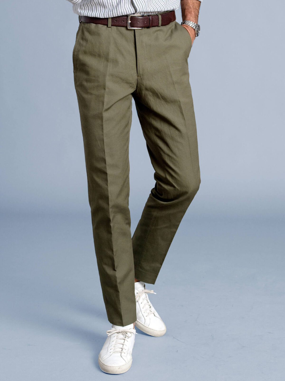 Buy Green Mid Rise Slim Fit Trousers Online In India.