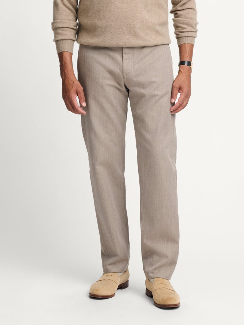 Di Sondrio Taupe Wool Cotton Gabardine Twill Thumb Detail