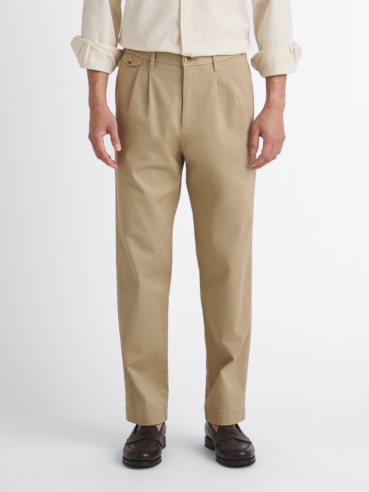 パンツ Double Pleated Chino Pants Double Pleated Japanese Beige Heavyweight Stretch Chino - Custom
