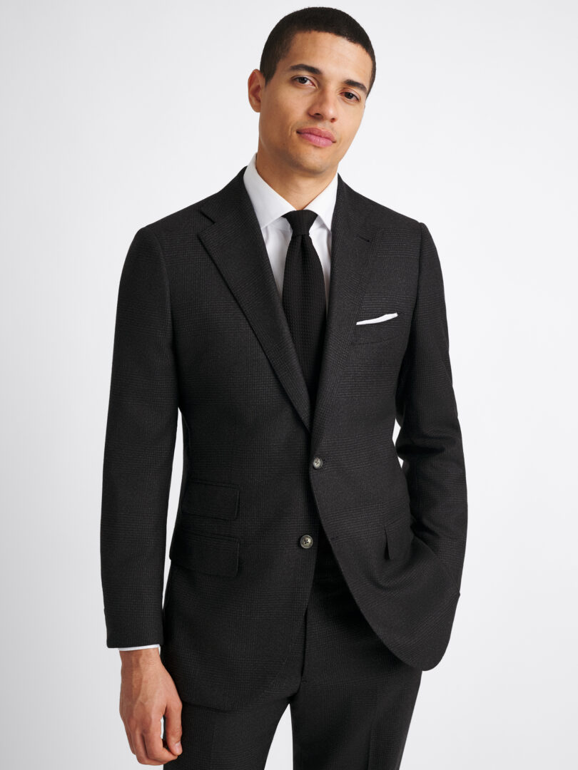 Drago Charcoal Glen Plaid S180s Wool Flannel Suit Thumb Detail