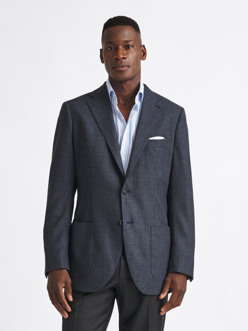 Drago Wool Flannel S130s Slate Micro Gun Check Thumb Detail