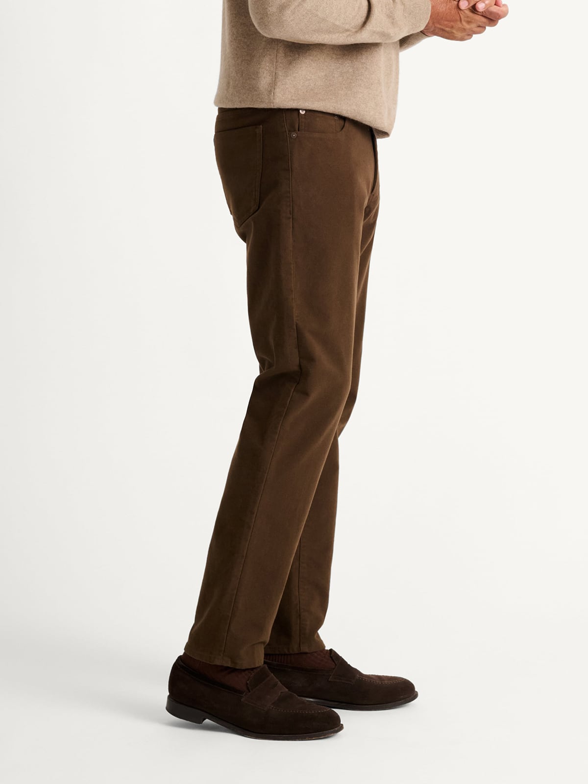 Olimpias Brown Stretch Moleskin 5-Pocket - Custom Fit Pants
