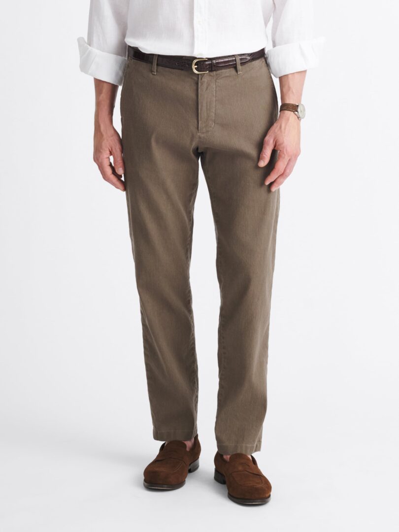 Bergamo Taupe Cotton and Linen Stretch Chino Thumb Detail