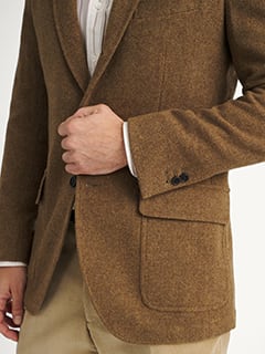 ジャケット・アウター SHETLAND WOOL LINEN SOFT TWIST JACKET Ochre Shetland Tweed Andover Jacket - Custom Fit Tailored Clothing