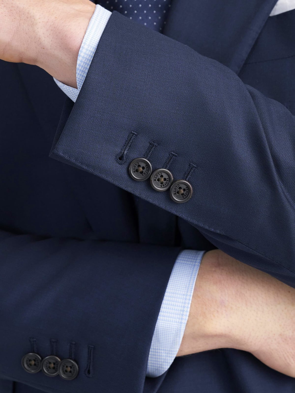 Peak Lapel Reda Navy Sharkskin Suffolk Suit - Custom Fit Tailored 