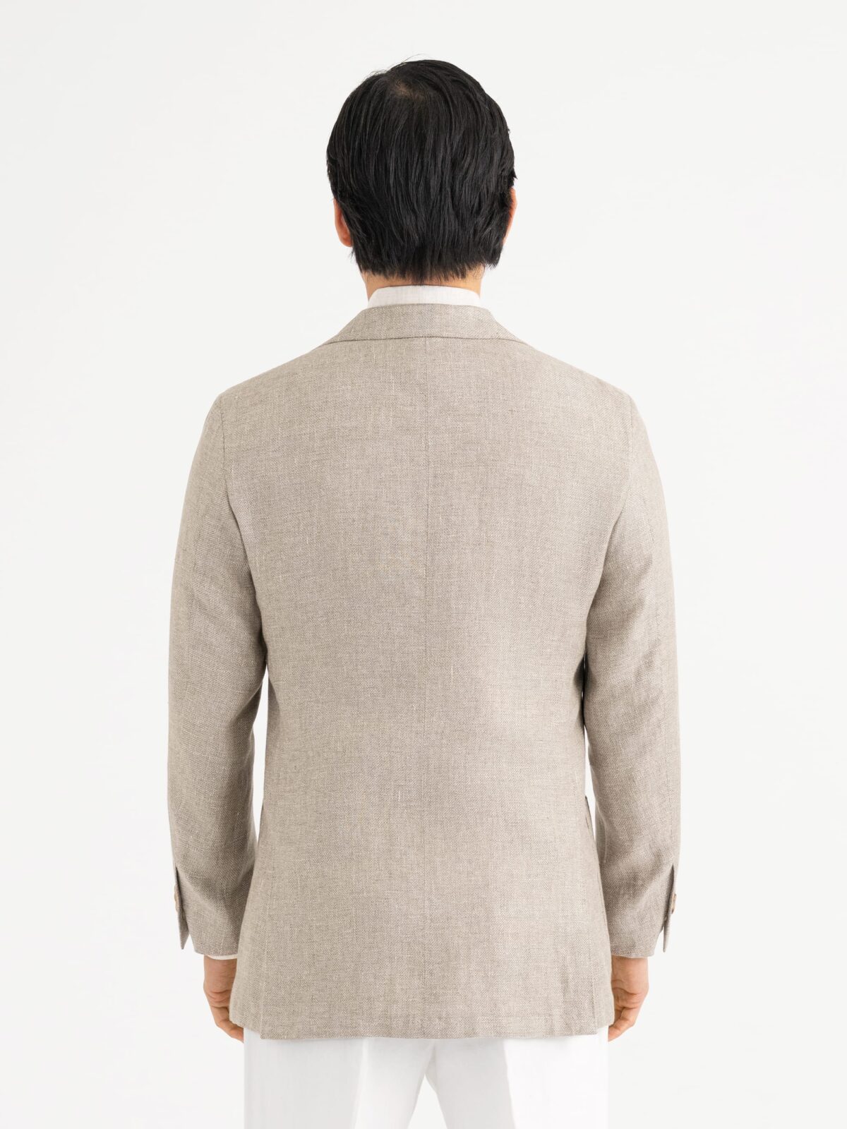 Beige Linen and Lyocell Hopsack Bedford Jacket - Custom Fit