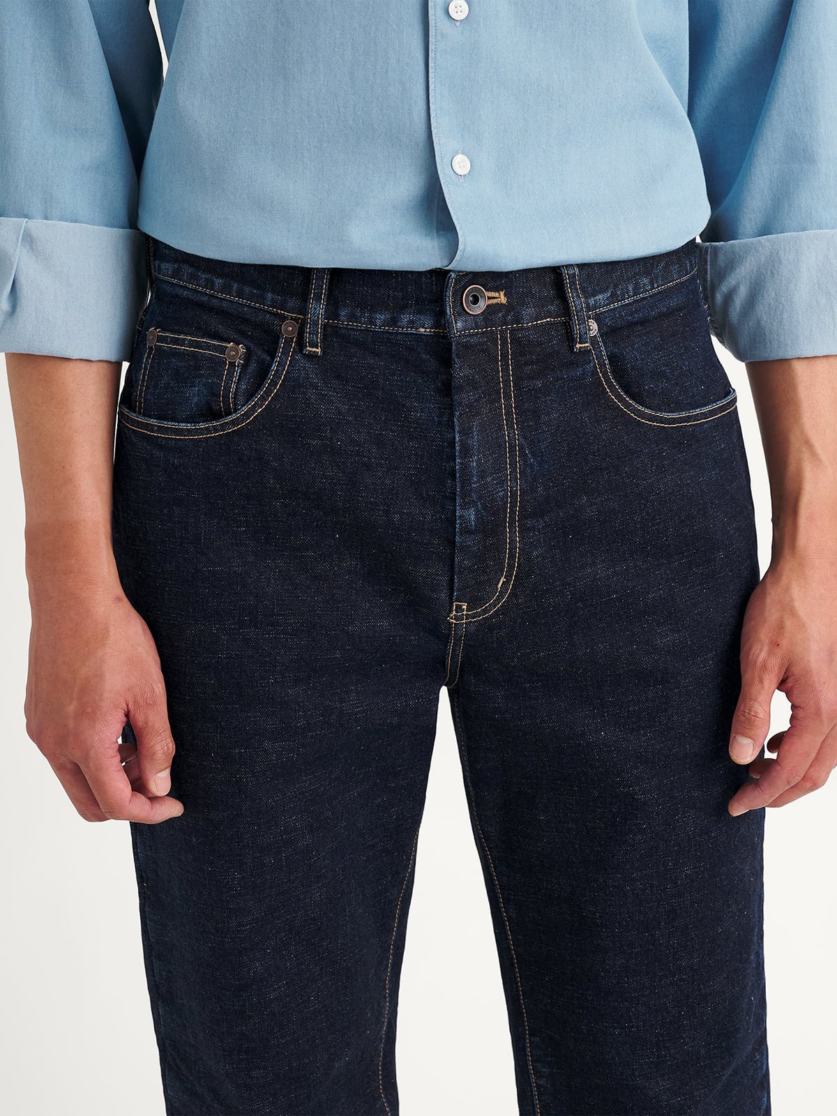 Japanese 14oz Rinse Wash Indigo Stretch Jeans - Custom Fit Pants