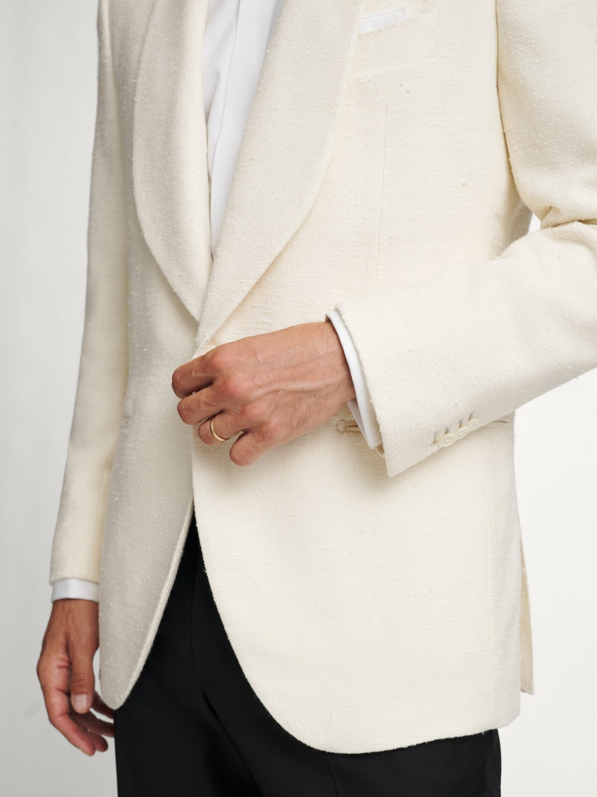 Loro Piana Cream Wool Silk Linen Boucle Dinner Jacket - Custom Fit