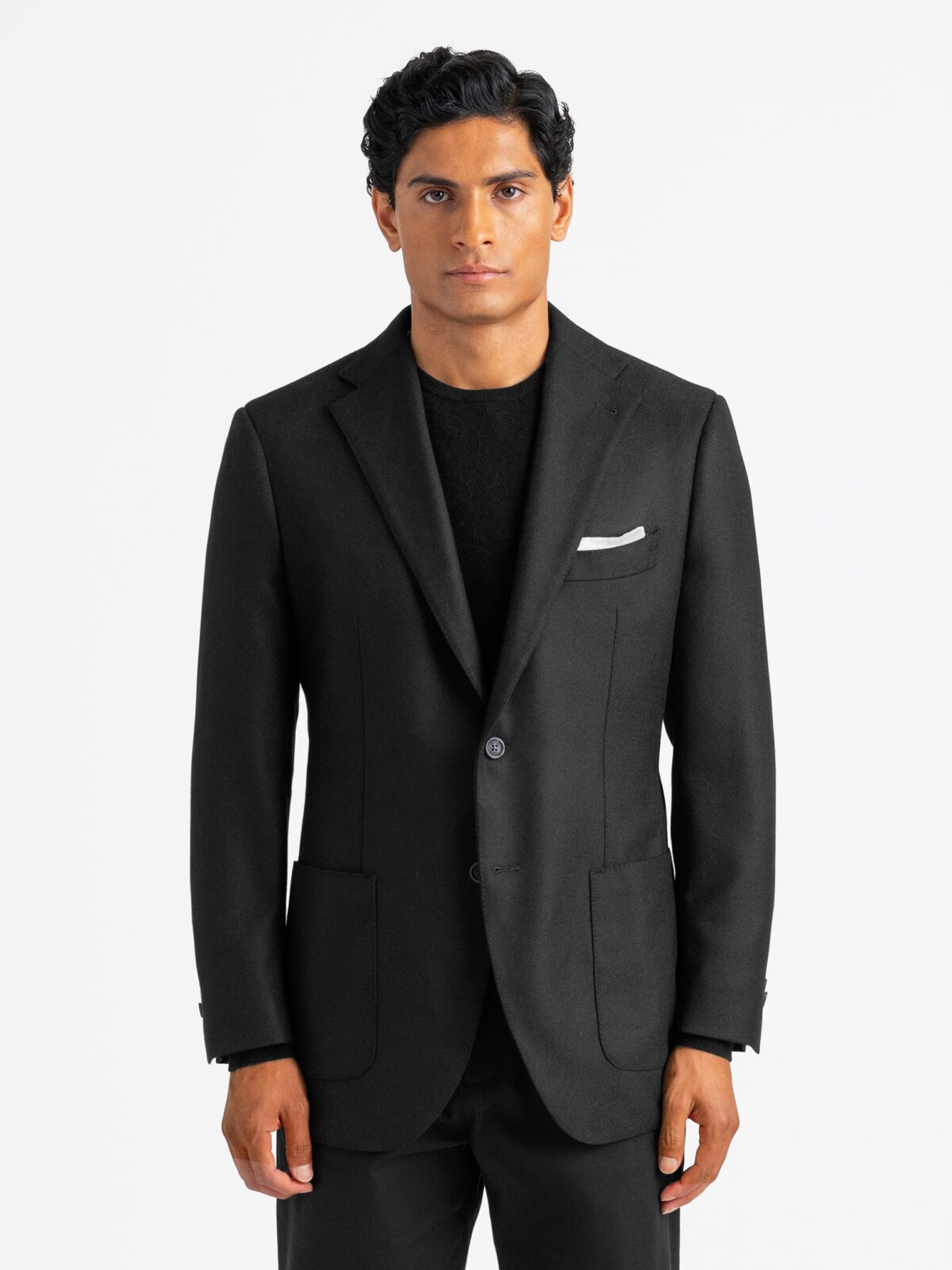 BEDFORD シャツジャケット Black Italian Flannel Bedford Jacket - Custom Fit Tailored Clothing