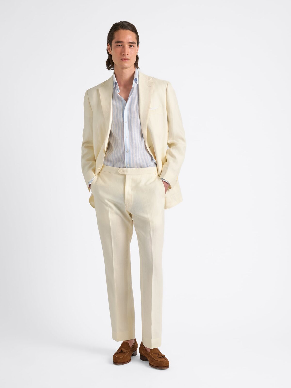 Ivory Irish Linen Bedford Suit Custom Fit Tailored Clothing
