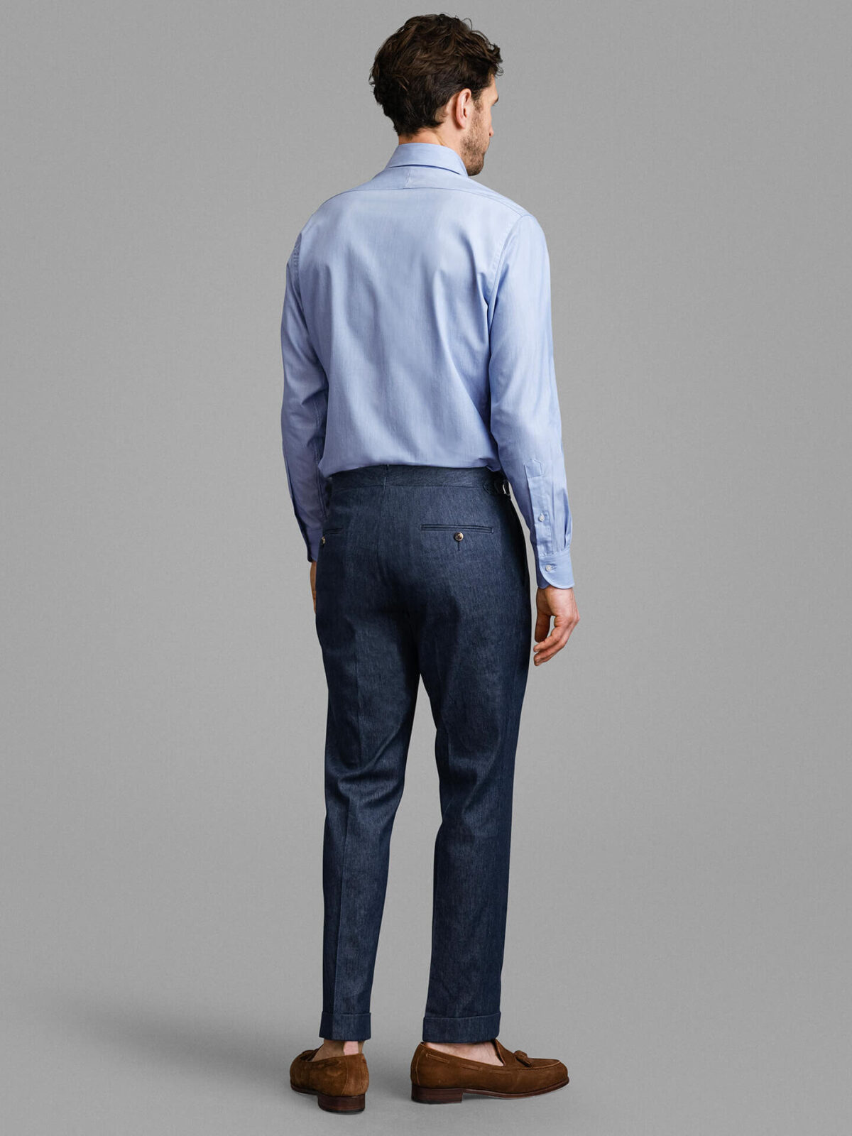 Loro Piana Fabric Navy Stretch Cotton and Linen Dress Pant - Custom Fit  Tailored Clothing