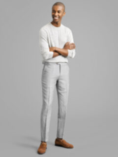 Solbiati Light Grey Wool Silk and Linen Dress Pant - Custom Fit