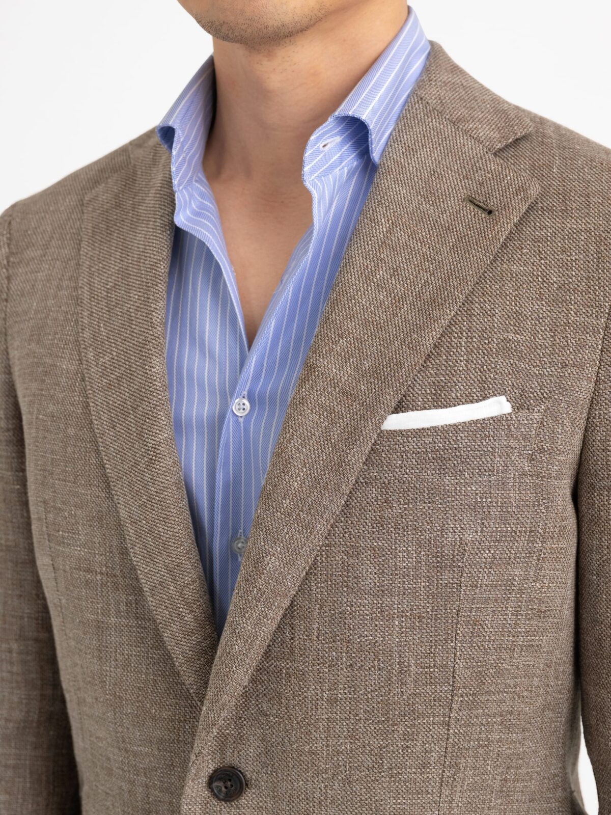 Drago Chestnut Wool and Linen Hopsack Bedford Jacket - Custom Fit