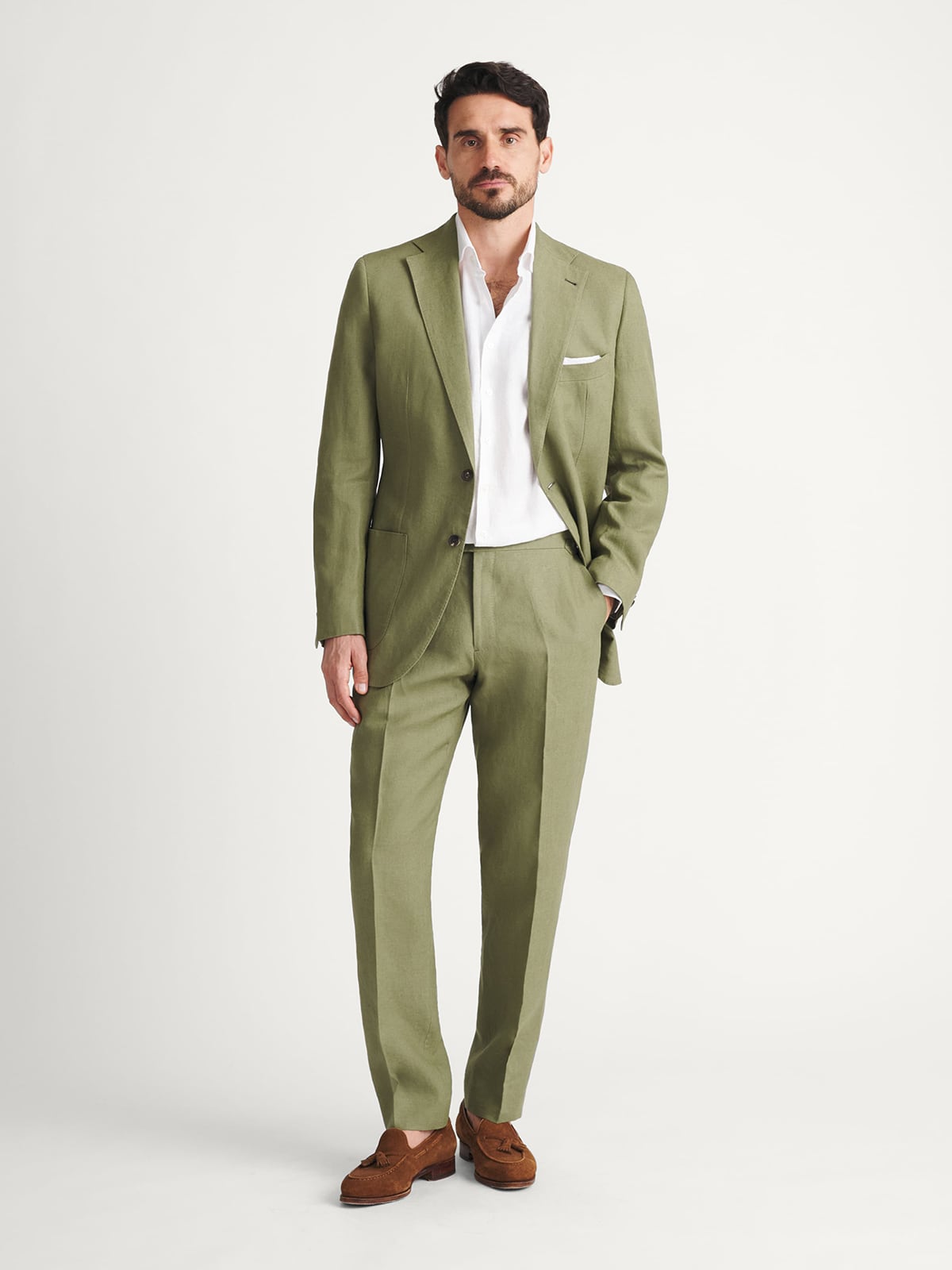Spence Bryson Sage Heavy Irish Linen Bedford Suit - Custom Fit